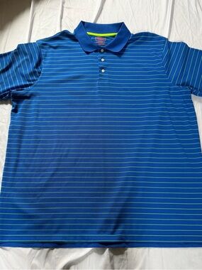 The Foundry Supply Co. Men's Royal Blue Polo with Teal Stripes